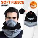 Heat Logic Sherpa Fleece Balaclava and Trapper Hat for Men, Warm Winter Face Mask for Adult, Face Cover Winter Hat (Grey)