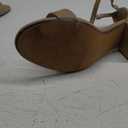 Amazon Essentials Women's Two Strap Heeled Sandal (8, Beige Faux Leather)