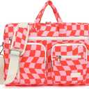 canvaslife 15-15.6 inch Laptop Shoulder Bag, for MacBook Pro 16, Hp Lenovo Dell 14 inch Waterproof Messenger Bag Case Sleeve (New Pink check)