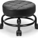 Low Roller Seat Low Height Rolling Stool PU Leather Rolling Stool, Modern Rolling Chair for Home Office Garage Shop