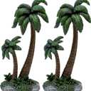 Barydat 2 Pcs Christmas Miniature Palm Tree Decor for Nativity Scene Tabletop Mini Realistic Fake Tropical Artificial Palm Trees Plant Resin 9.5 Inch Small Palm Tree Figurines