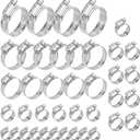 40Pcs Hose Clamps,Stainless Steel Hose Clamp Assortment Kit, 1/4" to 1-1/2" (638mm) Adjustable Worm Gear Pipe Hose Clamp For Fuel LinePlumbing, Applications, Tube, Garden