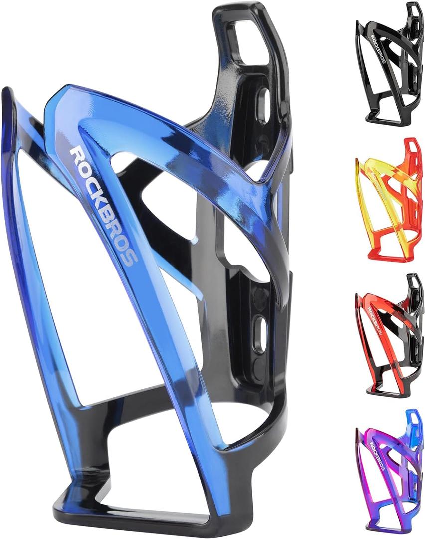 ROCKBROS Bike Water Bottle Holder Ultra-Light Bicycle Bottle Cages with Screws Tool, Universal Bike Cup Holder Rack for Road MTB Bikes (Blue-Black)