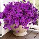 Geegoods Artificial Mums Flowers for Outdoors, 16 Bundles UV Resistant Fake Plastic Purple Flowers Faux Lavender Style Flowers for Farmhouse Porch, Patio, Window Box & Garden Decor