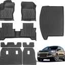 Car Floor Mats for Ford Escape 2013-2019 with Cargo Liner and Backrest Mat TPE All Weather Protection Custom Fit Anti-Slip Waterproof Heavy Duty Interior Accessories Black
