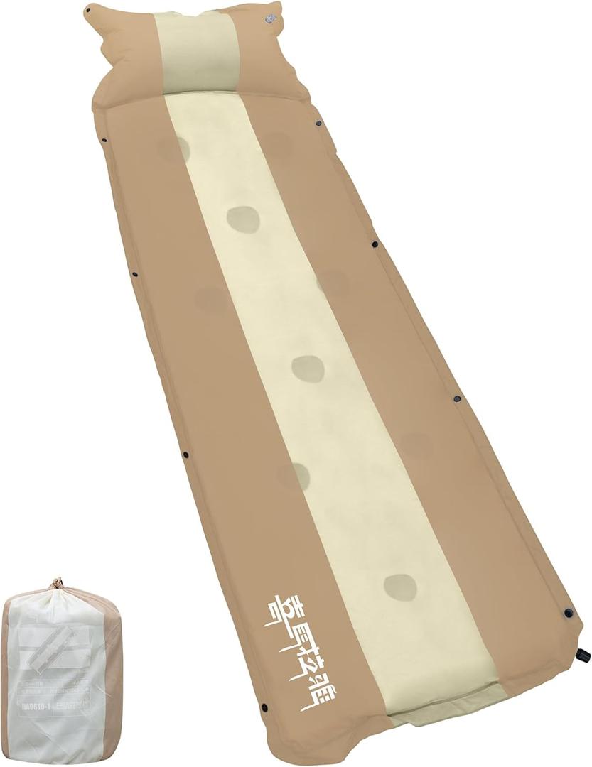 Himalaya Inflatable Camping Sleeping Mat Compact Camping Pad for Backpacking Hiking Lightweight Sleep Pad with Pillow Foam Sleeping Mat (Single)