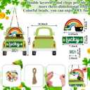 Geelin St. Patrick's Day Wooden Sign for Front Door Hanging Shamrock Truck Sign Colorful Farmhouse Seasonal Door Wreath for Home Indoor Outdoor Wall Window Shop Decoration