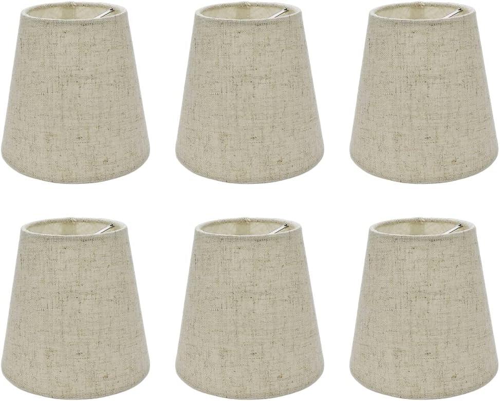 6Pcs Handmade Chandelier Shades, Linen Clip On Chandelier Lamp Shades, Small Lamp Shades Set of 6 for Chandelier Lampshade, Cross Linen