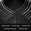 8 Pcs Chains for Men Stainless Steel Chain Necklace bulk Mens Necklace Jewelry Set Figaro Chain Cuban Link Chain Rope Chain Snake Chain