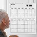 17'' x 22'' Large Print Wall Calendar for Elderly with Note Low Vision Calendar 12 Month Undated Blank Planner Yearly Jumbo Planning Grid Black and White Planner Elderly Gift Reserved Grid