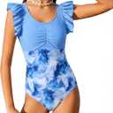 Girls Swimsuits One Piece Floral Ruffle Bathing Suits for Teens Hawaiian Beach Swimwear for Summer Vacation 7-14Y