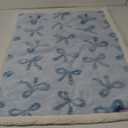 Lesure Waterproof Puppy Blanket for Small Dogs - Washable Double Sided Dog Blankets with Warm Jacquard Shag and Soft Sherpa Fleece, Pet Cat Blanket for Couch Protection, Bow Design，Blue