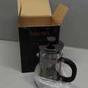 BAYKA 21 Ounce 0.6 Liter French Press Coffee Tea Maker Small, Heat Resistant Thickened Borosilicate Glass Stainless Steel Single Serve Brewer, Cold Brew Cafetera Teapot, Dark Pewter