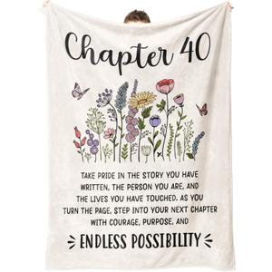 Afterprints 40th Birthday Gifts Women, Chapter 40 Blanket Gift for Her, 40 Year Old Birthday Gifts for Women, Friend, Sister, Mom, 1986 Bday Gift, Turning 40 Throw Blankets 50'' x 60''