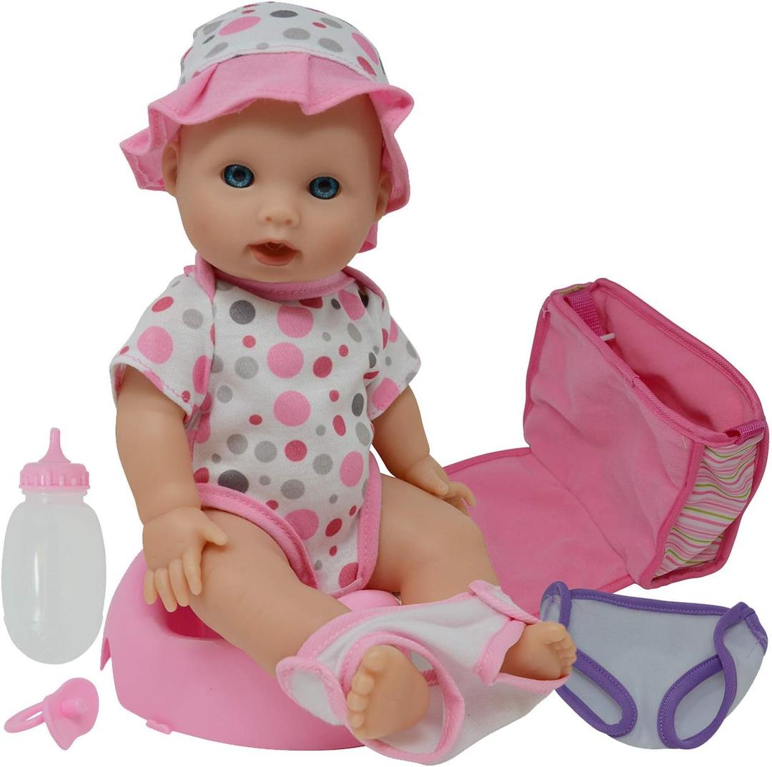 Drink and Wet Potty Training Baby Doll posable Dolls with Pacifier, Bottle, and Diapers - Helps Toilet Training for Kids 