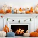 6.6ft Knit Pumpkins Garland for Fall Thanksgiving Decoration, Mini Colorful Knit Pumpkins Banner Hygge Decor for Autumn Halloween Fall Mantle Decoration, Cozy Gifts for Women(Brown)