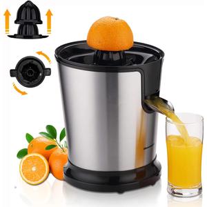 Homeleader Electric Citrus Juicer, Lemon Squeezer with Stainless Steel, Orange Squeezer with Two Cones, Powerful Motor for Grapefruits, Orange and Lemon, Black