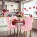 VitalCozy Pink Heart Dining Chair Covers Set of 2 Valentine's Day Chair Covers Cute Faux Fur Soft Heart Seat Slip Covers for Dorm Home Bedroom Valentines Day Gifts Wedding Party Decor