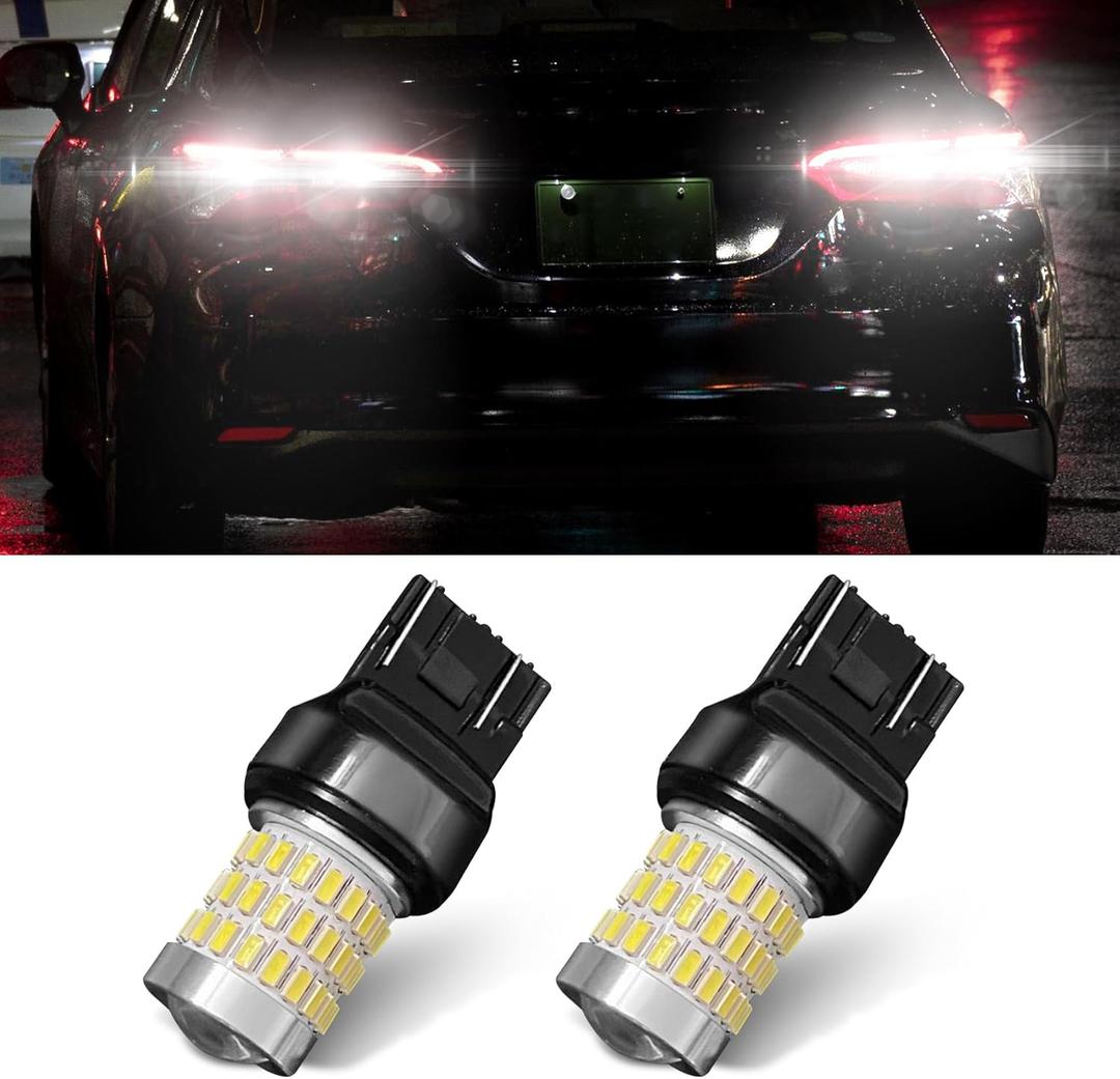 7443 7440 LED Bulb for Reverse Lights, 2024 Upgraded Super Bright T20 7441 7444 W21W LED Lamps with Projector Lens, Replacement for Backup Tail Brake Parking Lights DRL, 2Pcs (White)