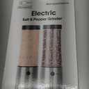 Electric Salt and Pepper Grinder Set of 2, Stainless Steel Mills with LED Light, 240ml Container, Rechargeable, Adjustable Coarseness, Silver