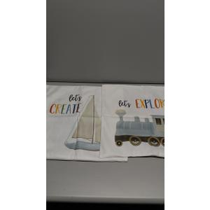 KAIOUS Sailboat Train Pillow Covers, Sailboat Train Throw Pillows Cover Cushion Cases Decor for Kids Toddler Girls Boys Room Bed Nursery 18x18 Inches Set of 2