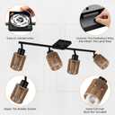BoostArea 4 Light Track Lighting Kit, 4 Way Ceiling Spot Lighting with Handwoven Hemp Rope Lampshade, Flexibly Rotatable Light Head for Kitchen, Living Room, Bedroom, Bulb Not Included