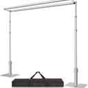 10x10ft Double Crossbar Pipe and Drape Stand Kit, Heavy Duty Backdrop Stand Adjustable, Sturdy Metal Back Drop Decoration Frame with Flat Base for Parties, Flower Wall,Wedding,Trade Shows,Photography