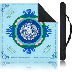 Blue Mahjong Mat for Table, American Mahjong Mat with Printed Rules, 31.5" x 31.5", Anti-Slip, Noise-Reducing Table Cover for Mahjong, Poker, Board Games, Dominoes, and Card Games.