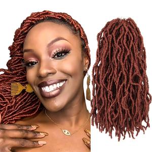 Niseyo Faux Locs Crochet Hair 14 Inch Soft locs, 6 Packs Short Crochet Locs Pre Looped Crotchet Straight Synthetic Hair Extensions (350#, Ginger Red)