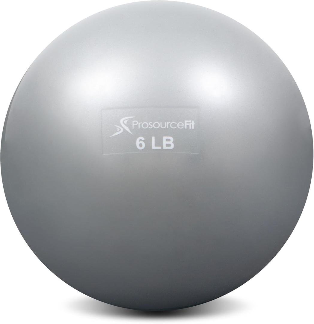 ProsourceFit Weighted Toning Exercise Balls for Pilates, Yoga, Strength Training and Physical Therapy, Silver 6lb
