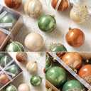 Christmas Tree Ball Ornaments 12 Pcs 3.15" Sage Green White Sand Brown Boho Neutral Shatterproof Plastic Glitter Hanging Balls for Fall Christmas Tree Xmas Holiday Party Home Decor