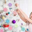 Panelee 24 Pcs Christmas Candy Ornaments Pastel Candy Cane Peppermint Ornament for Christmas Tree PVC Xmas Lollipop Peppermint Hanging Decoration for Holiday Xmas Tree Party Decoration