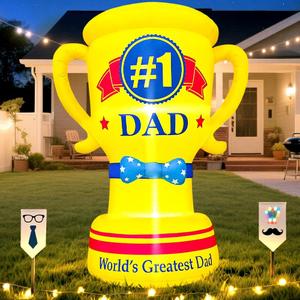 KOOY 5FT Fathers Day Inflatable Outdoor Decoration, Built in LED Lights Father's Day Blow Up Father's Day Trophy for Holiday Party, Indoor, Outdoor, Garden, Yard Lawn Decor