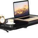 IBUYKE Wall Mounted Folding Table, Floating Wall Desk for Small Spaces, Fold Down Laundry Shelf with Heavy-Duty Brackets, Wall Table for Home Office/Bar/Kitchen/Dining Black UTVT005B
