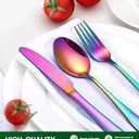 PHILIPALA 20 Piece Rainbow Silverware Set, Stainless Steel Flatware Set for 4 Colorful Cutlery Utensil Set Include Knife Fork Spoon Food Grade Mirror Polished Dishwasher Safe