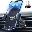 HTU 【Military-Grade】 Car Phone Holder,【Strongest & Longest Steel-Hook】 Car Vent Mount, Handsfree 360° Adjustable Automobile Cradle Air Clip Stand for iPhone 16 15 14 13 12 Pro Max Samsung, Black