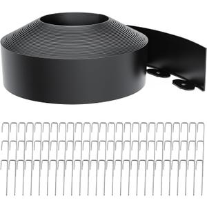 Landscape Edging 4 Inch Tall 60FT with 75Pcs Metal Spikes, Plastic Garden Edging Border Landscape Edging Border Lawn Edging for Landscaping, Flower Bed, Yard