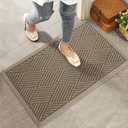 HIYARD Sturdy Front Door Mat, Absorbent Muddy Dirt Resist Welcome Door Mats Outdoor Indoor, Stain and Fade Resistant, Non-Slip Rubber Backing Low Profile Doormat for Entryway, 3017, Beige (1'5" x 2'6" (Rectangular))