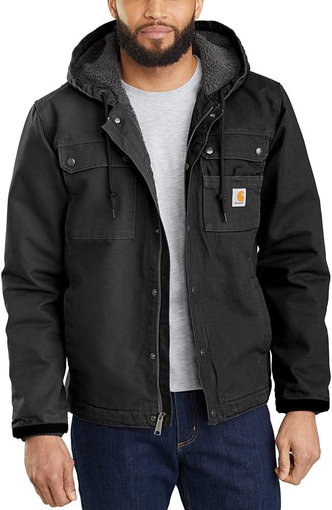 Carhartt Men's Relaxed Fit Washed Duck Sherpa-Lined Utility Jacket (4X-Large, Black)