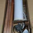 LEPOWER Wood Tripod Floor Lamp, Mid Century Standing Lamp, Modern Design Studying Light for Living Room, Bedroom, Study Room and Office, Flaxen Linen Shade with E26 Base Brown