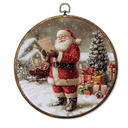 HUGANE Vintage Dark Christmas Gold Bell Round Wall Art Decor, Moody Christmas Bell Holiday Hanging Canvas Framed Prints Wall Sculptures for Home Bedroom Living Room Decor, 10x10 Inch (Colour-05)