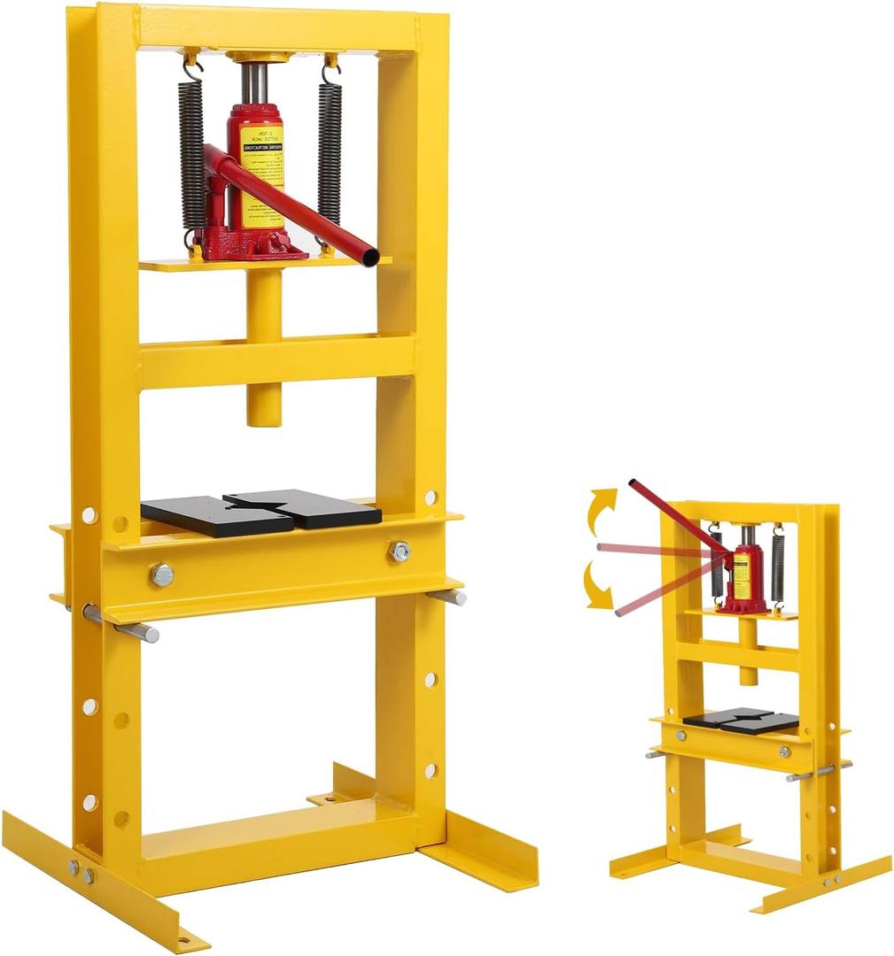 6Ton/13000LBS Hydraulic Press Machine,h Frame Portable Hydraulic Shop Press,Heavy Duty Bearing Presses with Movable Plate for Garage and Workshop,4 Adjustable Height