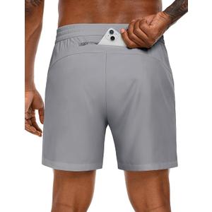 MIER Mens Running Shorts with 5 Inch Inseam, Quick Dry Athletic Shorts for Gym Workout Exercise Training, Light Grey, XL