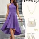 DRESSTELLS Formal Cocktail Dresses for Women, Wedding Guest Halter High Low Valentine Dress 2026 (Purple)