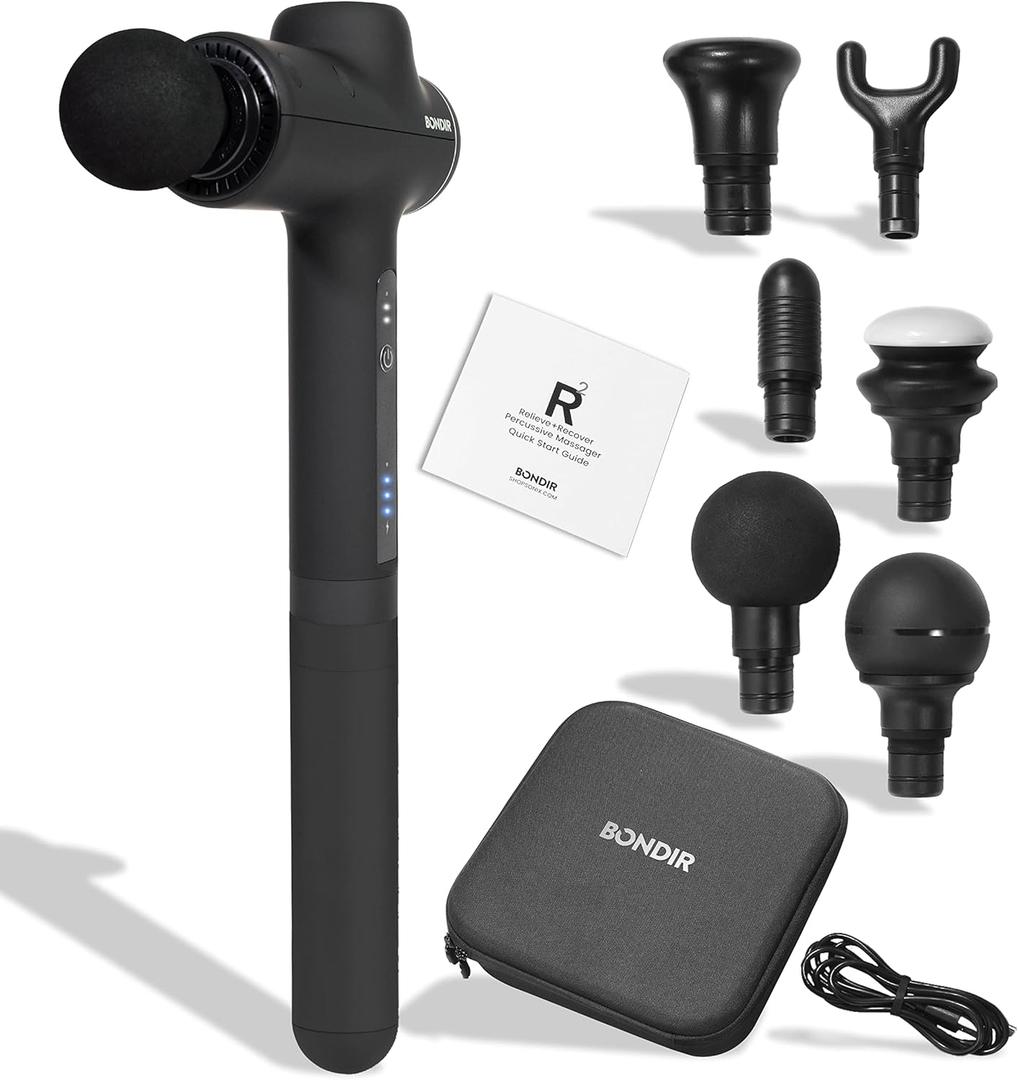 R2 Massage Gun - Percussion Deep Tissue Back Massager with Extension Handle (R2 - Black)