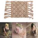 Zeroest Baby Photography Props Linen Blanket Newborn Photography Props Rug Boy Girl Photo Shoot Posing Burlap Macrame Photoshoot Backdrop (Medium)