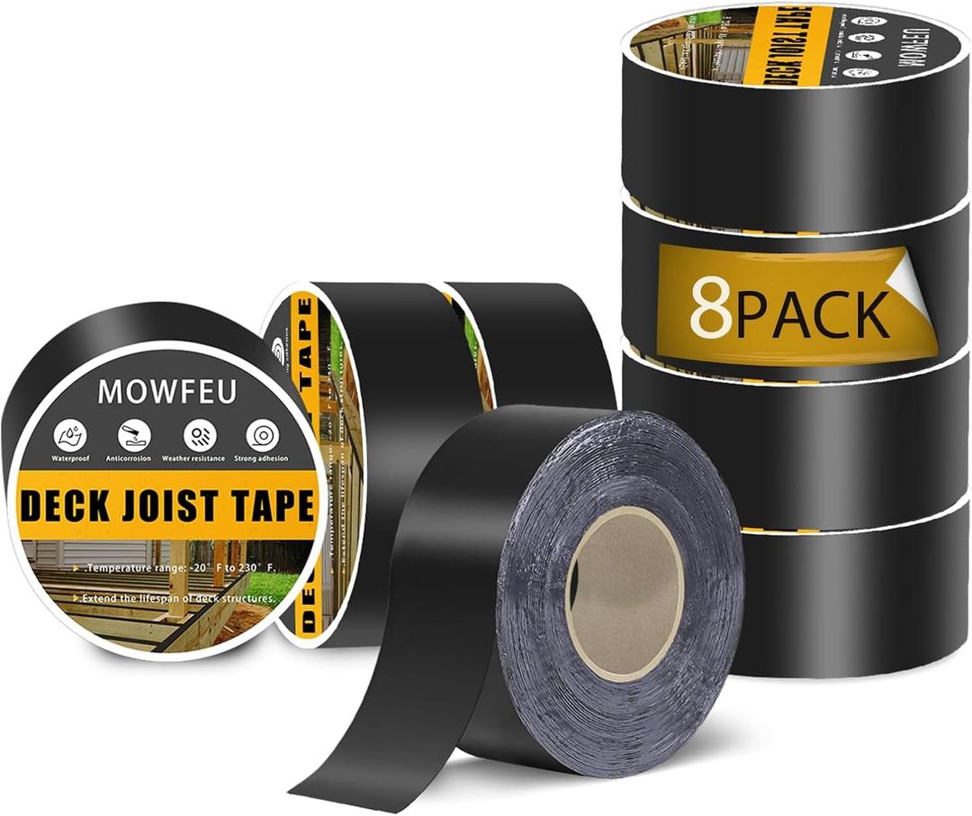 Deck Joist Tape 1-5/8''x50', 8 Pack Joist Tape for Decking Protection, Waterproof Joists Tape- Ideal for Wood & Metal, Outdoor Construction Use