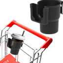 Portable Grocery Cart Cup Holder with Phone Holder - Drink Carrier for Hanging Coffee Cup Water Bottle