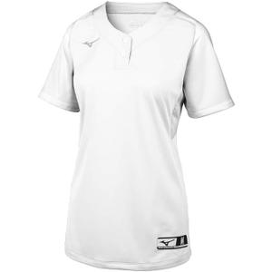 Mizuno Aerolite 2-Button Fastpitch Fastpitch Softball Jersey (Large, White)