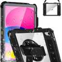 AICase for iPad (A16) 11th Generation 11 Inch 2025/iPad 10th Generation Waterproof Case 2022,Built-in Screen Protector Shockproof Drop Proof Protective Case with Pen Holder+Hand Strap+Kickstand